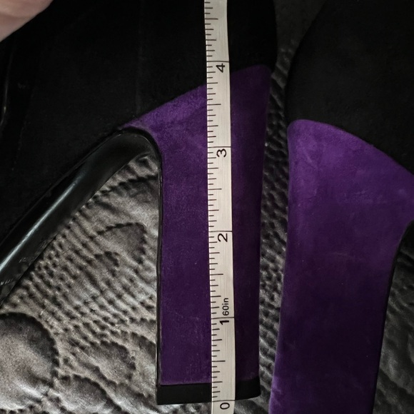 Sergio Rossi Black Suede Purple Accent Bootie 7.5 - Picture 11 of 12